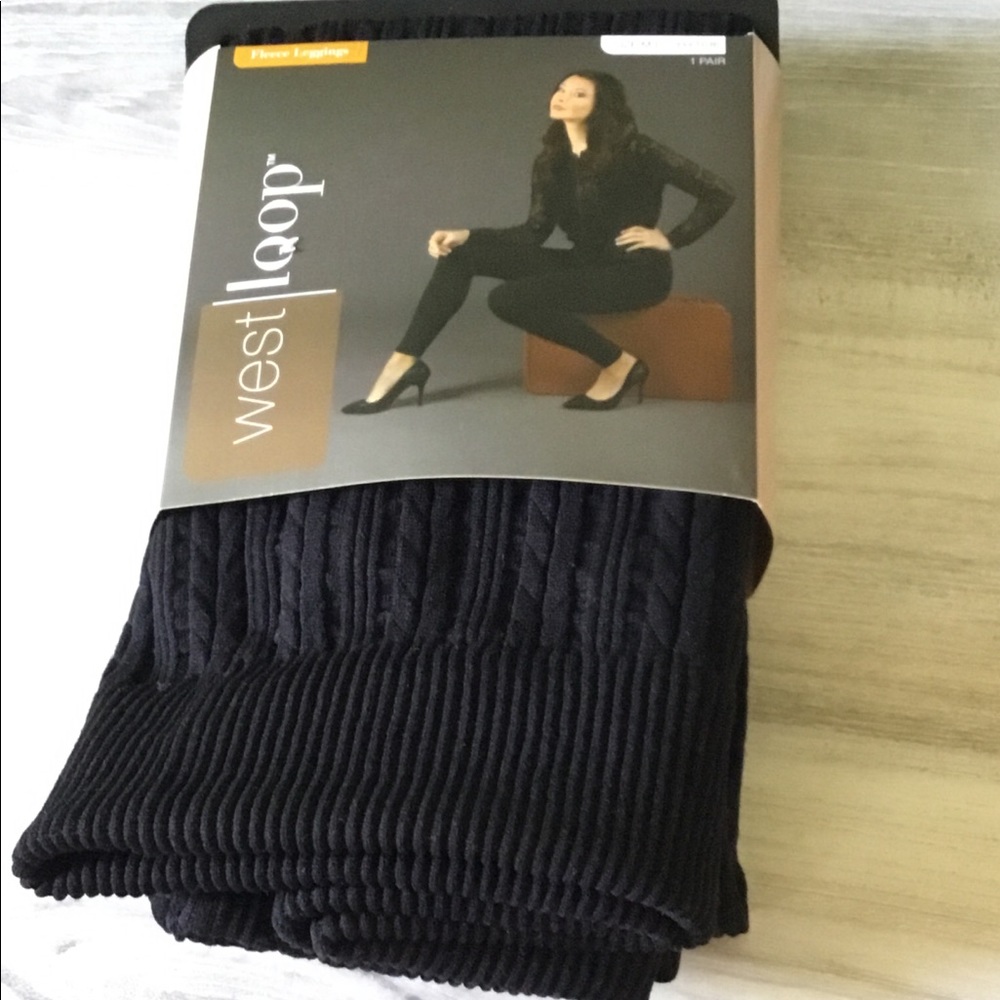 Ladies Black Fleece Leggings